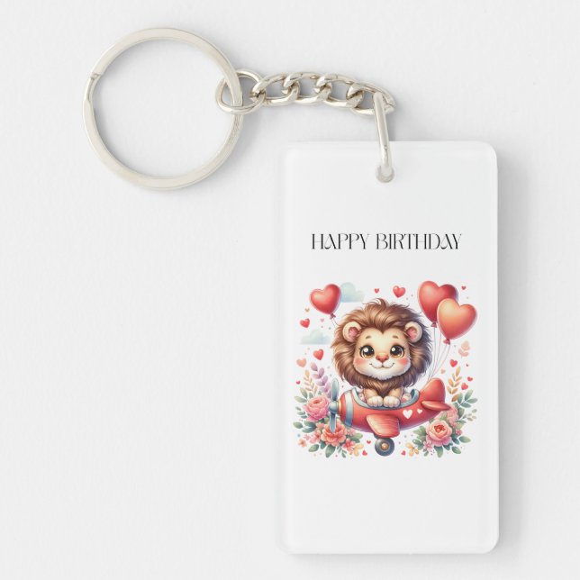 Flying Lion Birthday Key Ring (Front)