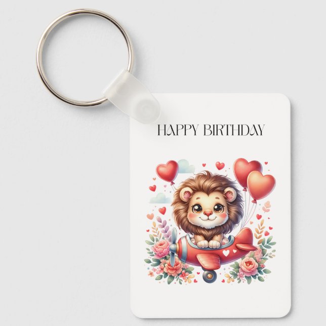 Flying Lion Birthday Key Ring (Front)