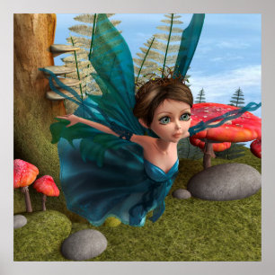 Flying Little Fairy Butterfly Poster