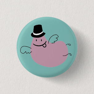 Flying little pink bean  3 cm round badge