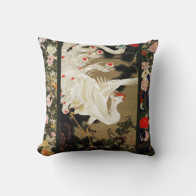 FLYING LOVE PHOENIX,Feathers,Hearts Floral Cushion (Front)