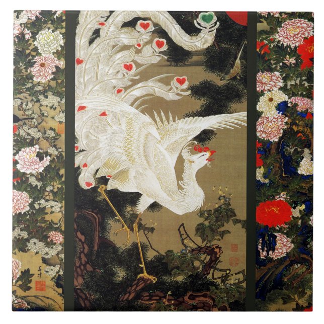 FLYING LOVE PHOENIX,Feathers,Hearts Valentine Day Ceramic Tile (Front)