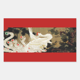 FLYING LOVE PHOENIX,Feathers,Hearts Valentine Day Rectangular Sticker