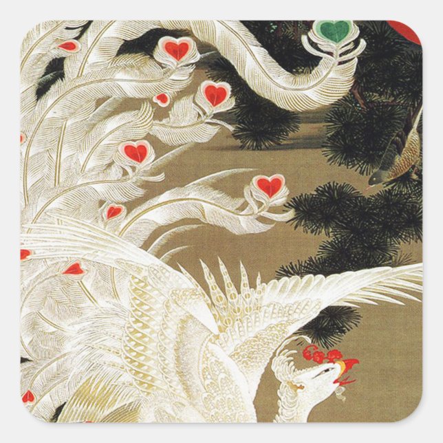 FLYING LOVE PHOENIX,Feathers,Hearts Valentine Day Square Sticker (Front)