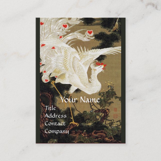 FLYING LOVE PHOENIX,White Feathers,Hearts Monogram Business Card (Front)