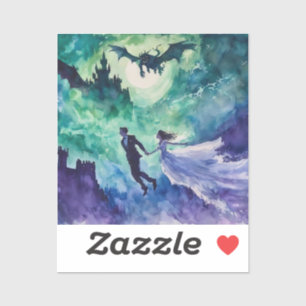 Flying Lovers - Watercolor Painting