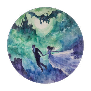 Flying Lovers - Watercolor Painting Cutting Board