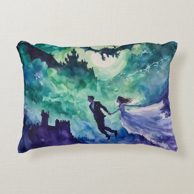 Flying Lovers - Watercolor Painting Decorative Cushion (Front)