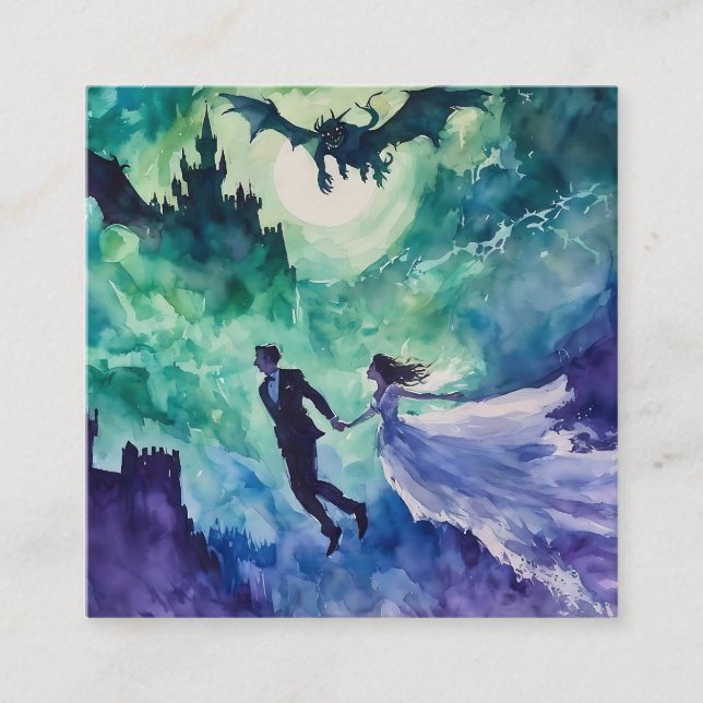Flying Lovers - Watercolor Painting Enclosure Card (Front)