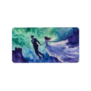 Flying Lovers - Watercolor Painting Label