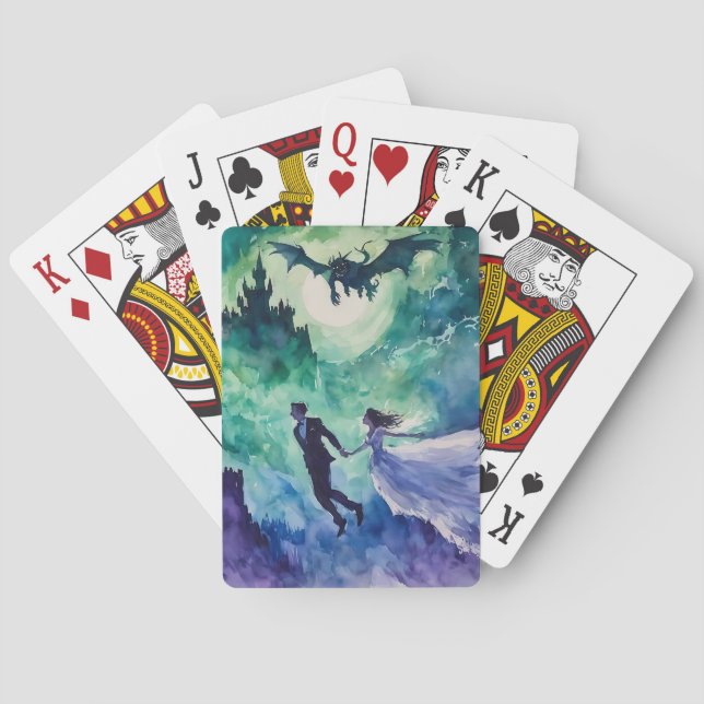 Flying Lovers - Watercolor Painting Playing Cards (Back)