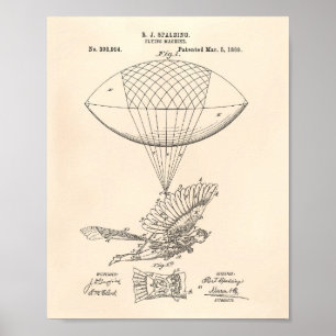 Flying Machine 1889 Patent Art - Old Peper Poster