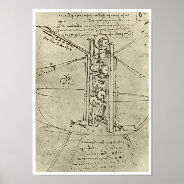 Flying Machine, Leonardo da Vinci, 1488 Poster (Front)