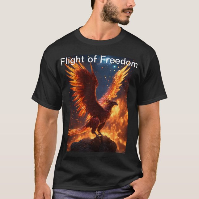 "Flying Majesty: Falcon Bird Design T-shirt" T-Shirt (Front)