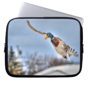 Flying Mallard Duck Drake 2 Wildlife Photo Laptop Sleeve