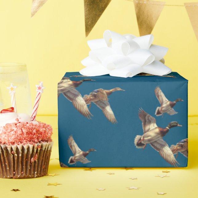 Flying Mallard Ducks Wrapping Paper (Birthday Party)