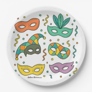 Flying Masks Paper Plate
