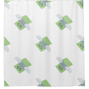flying money emoji bathroom shower curtain