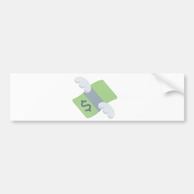 flying money emoji bumper sticker (Front)