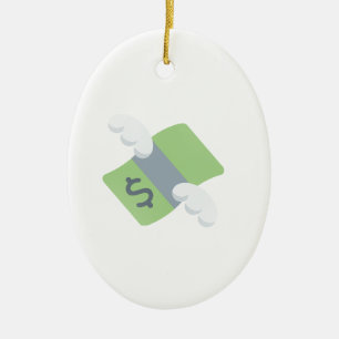 flying money emoji ceramic tree decoration