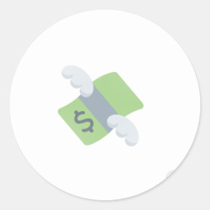 flying money emoji classic round sticker