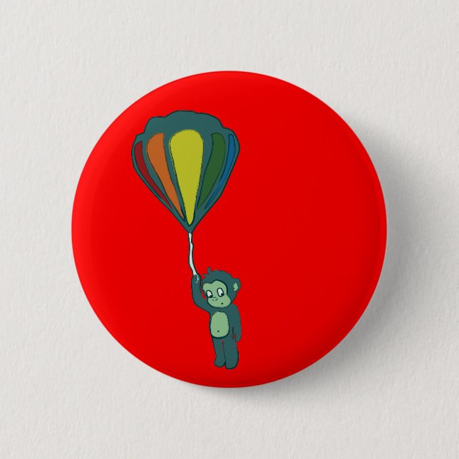 flying monkey : hot air balloon 6 cm round badge (Front)