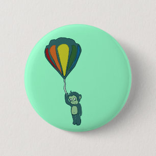 flying monkey : hot air balloon 6 cm round badge
