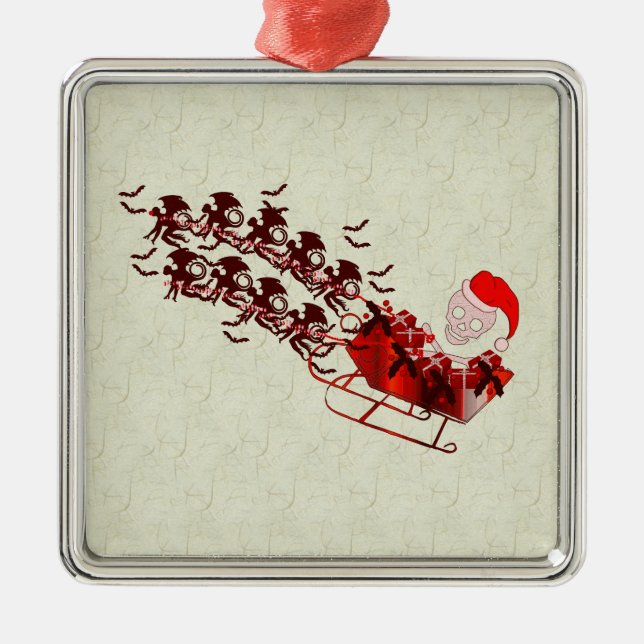 Flying Monkey Santa Metal Ornament (Front)