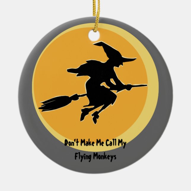 Flying Monkeys Witch (customisable) Ceramic Ornament (Front)