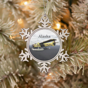 Flying Moose Aviation de Havilland DH3-C Otter Snowflake Pewter Christmas Ornament