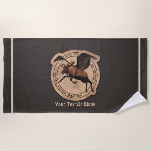 Flying Moose Aviation Patch Beach Towel