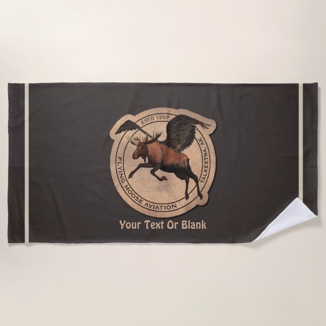 Flying Moose Aviation Patch Beach Towel (Front)