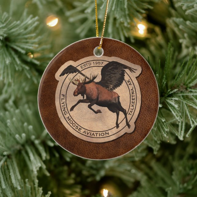 Flying Moose Aviation Patch Ceramic Tree Decoration (Tree)