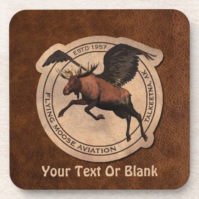 Flying Moose Aviation Patch Coaster (Front)