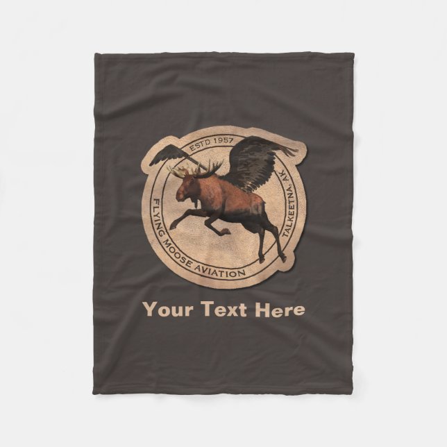 Flying Moose Aviation Patch Fleece Blanket (Front)