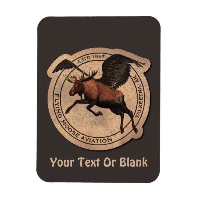 Flying Moose Aviation Patch Magnet (Vertical)