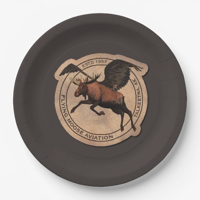 Flying Moose Aviation Patch Paper Plate (Front)