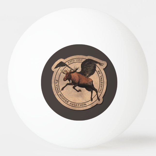Flying Moose Aviation Patch Ping Pong Ball (Front)