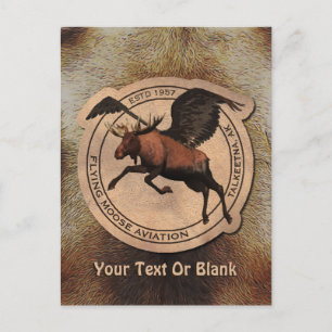 Flying Moose Aviation Patch Postcard