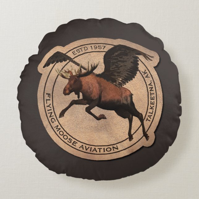 Flying Moose Aviation Patch Round Cushion (Front)