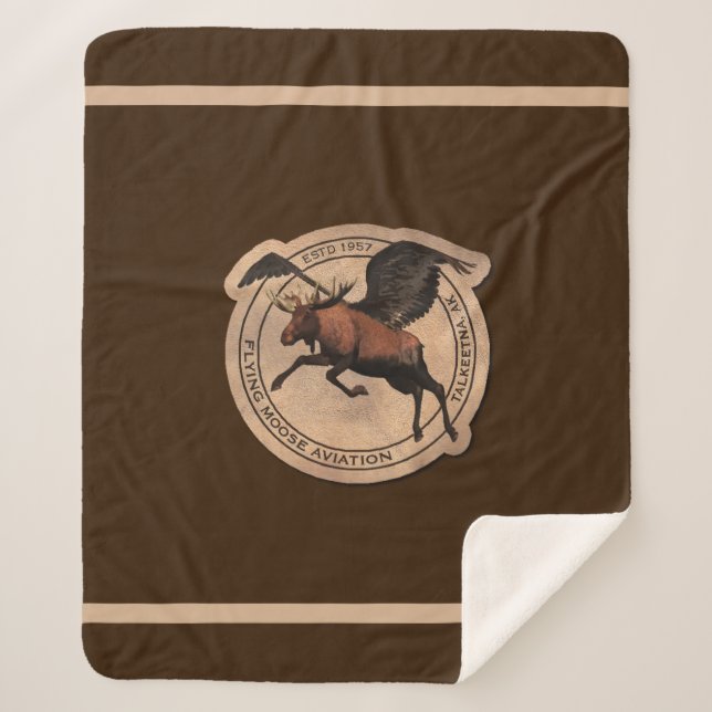 Flying Moose Aviation Patch Sherpa Blanket (Front)