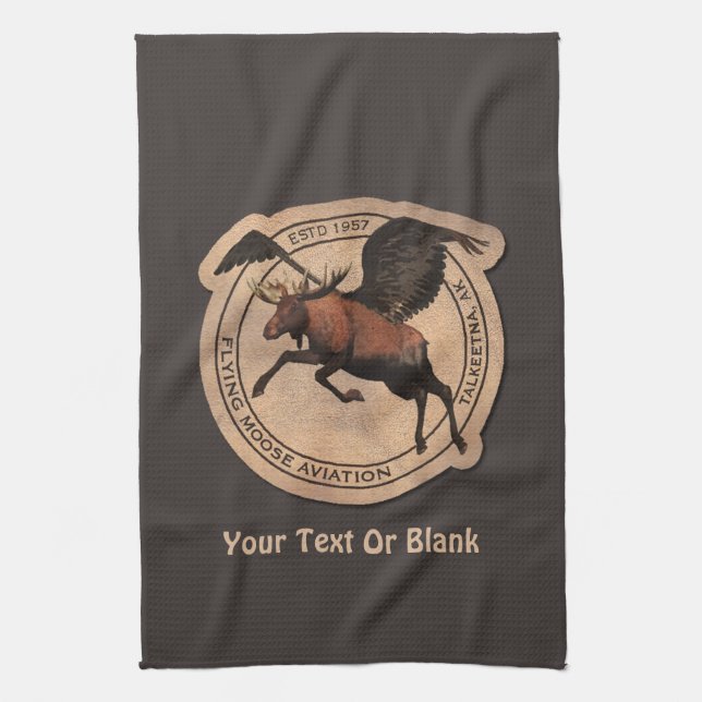 Flying Moose Aviation Patch Tea Towel (Vertical)