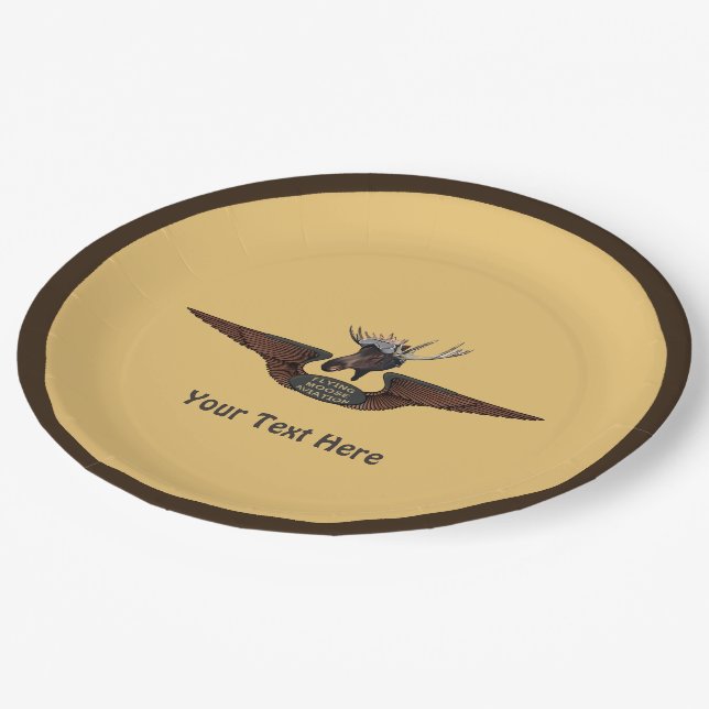 Flying Moose Bush Pilot Wings Paper Plate (Angled)