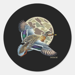 Flying Mottled Duck Camouflage Camo Duck Hunting C Classic Round Sticker
