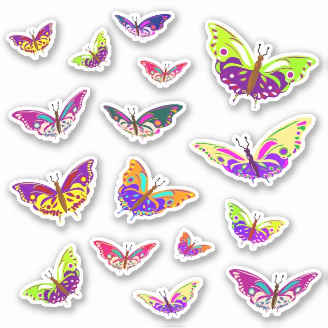Flying multicolored butterflies (Front)