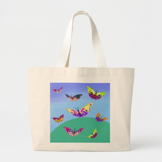 Flying multicolored butterflies large tote bag (Front)
