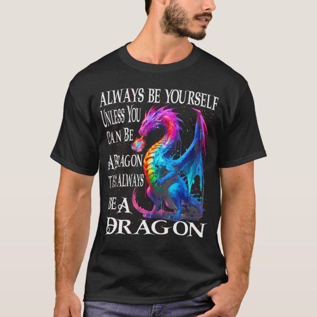 Flying Mythical Creature Cool Dragon Flame-Spewing T-Shirt (Front)
