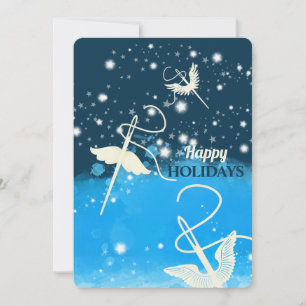 Flying needle thread quilting sewing Christmas Holiday Card