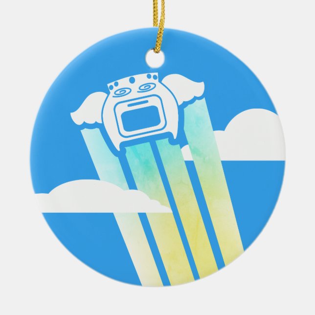 Flying oven kitchen hero chef Christmas ornament (Front)