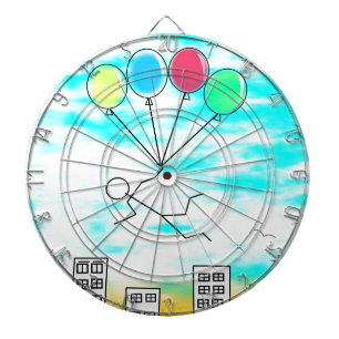 Flying Over The City With Balloons Dartboard